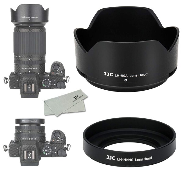 (1+1) ABS ねじ込む式 + ABS 可逆式 レンズフード Nikon HN-40 & HB-90A 互換 Nikkor Z DX 16-50mm & 50-250mm レンズ 用 Nikon Z30 Z50