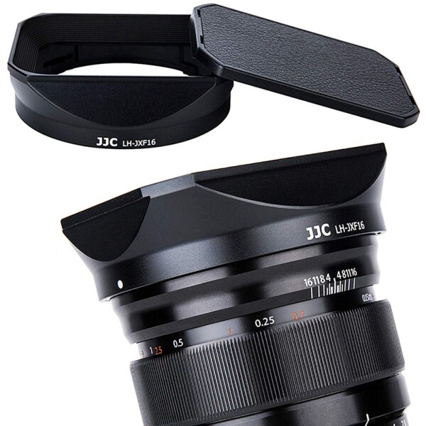 JJC メタル 正方形 レンズフード + フードキャップ 富士フィルムFujifilm Fujinon XF 16mm F1.4 R WR レンズ 用 LH-XF16 互換 X-T4 X-T20