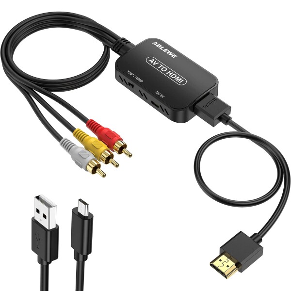 ABLEWE RCA to HDMI 変換コンバーター AV to HDMI コンポジット 1080/720P切り替え 音声出力可 USB給電 3色(赤 白 黄)ビデオ/avケーブル