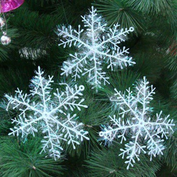 クリスマス飾り Xmas飾り・パーティ ホワイト 雪の結晶 クリスマス ツリー オーナメント 屋内外、結婚式、学園祭 飾り 雪化粧 12個セット