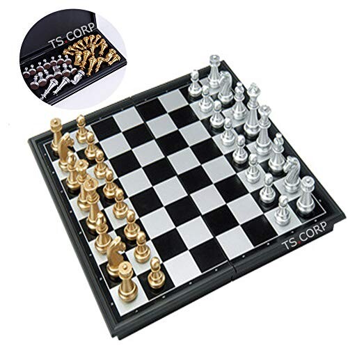 (TS.CORP) チェス マグネット チェスボード 折りたたみ チェスセット 日本語説明書付き（金＆銀）