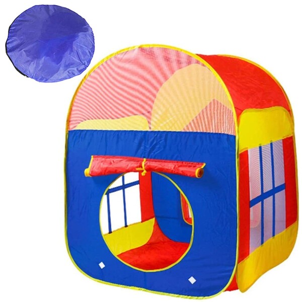 丸屋根のキッズテント 付属品：カラーボール、吊り下げて遊ぶボールネット 折り畳み式でコンパクト 家型のボールプール 子供 おもちゃ 秘
