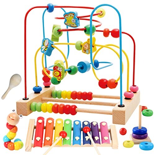 Jecimco ビーズコースター ルーピング おもちゃ 子供 知育玩具 セット ベビー 早期開発 男の子 女の子 誕生日のプレゼント アクティビテ