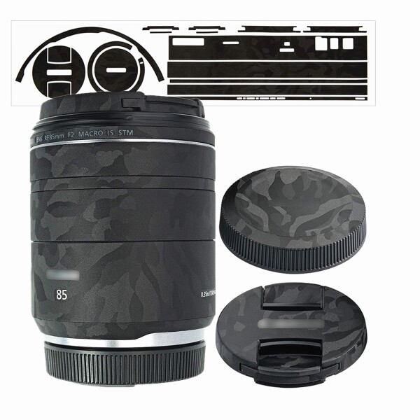 レンズ 保護レザーフィルム Canon RF 85mm F2 Macro IS STM レンズ 用 3M材料 ブラック迷彩