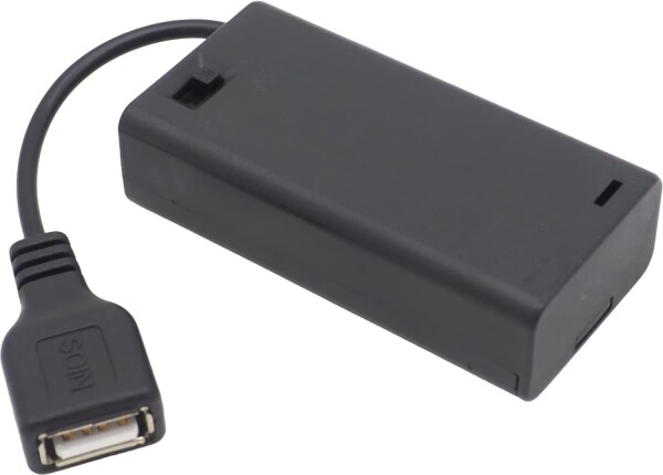 オーディオファン 電池ボックス USB出力対応 ON ／ OFF スイッチ付き USB-A ケーブル メス 単3電池 2本 1.5V 3V 1.2V 2.4V LR6 単三電池