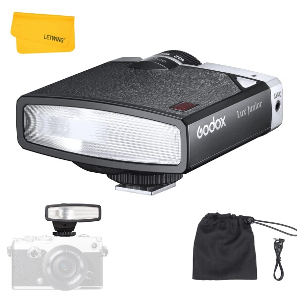 GODOX Lux Junior 復古 カメラ フラッシュ、GN12 オート & マニュアル モード オンカメラ レトロ フラッシュ スピードライト Sony、Nikon