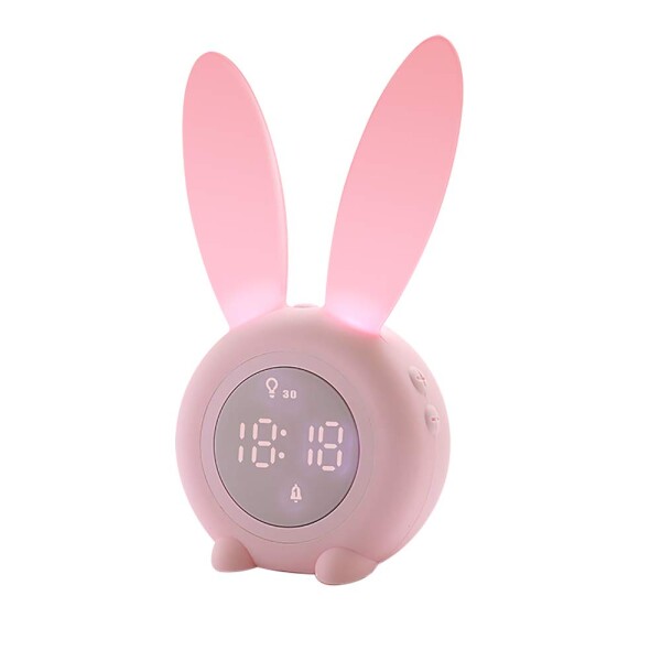 JYPS ウサギ 目覚まし時計 子供 卓上 置き時計 こども 女の子 男の子用 デジタル シリコンナイトライト アラームクロック スヌーズ機能付