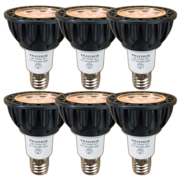 FWAYTECH LEDスポットライト E17 調光 5W ハロゲン電球40W〜50W相当 中角30度 ダクトレールLEDスポットライト 密閉器具対応 (2700K電球色