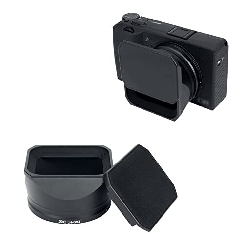 JJC メタル 長方形 レンズフード + フードキャップ リコー Ricoh GR3 GRIII GRIII HDF 専用 レンズ保護 雑光を防ぐ 防塵 ケラレなし 黒い