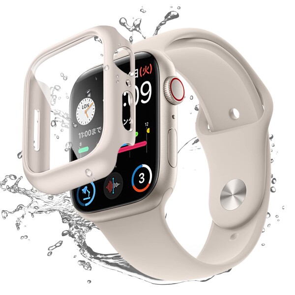 Apple Watch Series 7 用 防水ケース IP67防水規格 実機検証 ハードケース 超薄型 文字盤窓拡大 フィルム 3D熱湾エッジ加工 日本旭硝子材