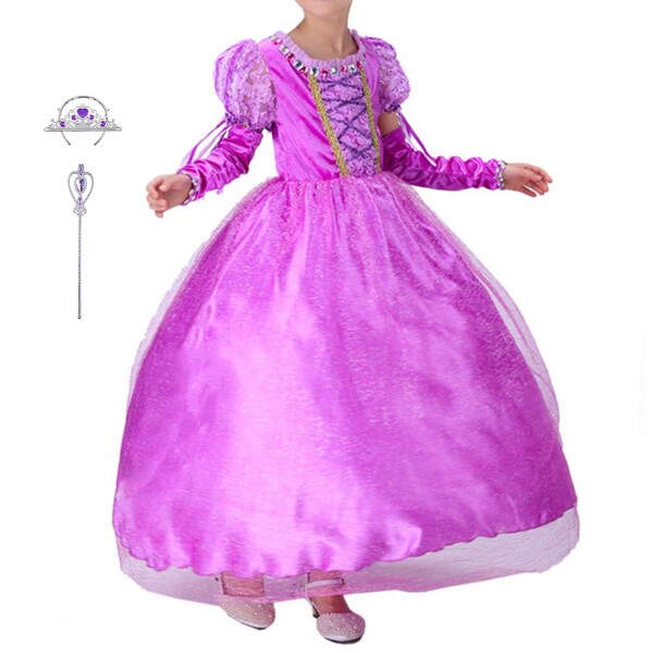 (LiUiMiY) 子供 プリンセス ドレス キッズ 女の子 コスチューム パープル スカート アームカバー お姫様 ハロウィン 仮装