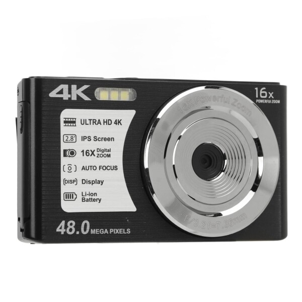Akozon デジタルカメラ、4Kデジタルカメラ、16Xデジタルズーム、48MP 2.8インチスクリーン、フィルライト内蔵、初心者向けポータブルカメ