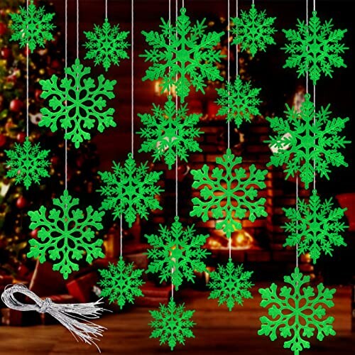 GuassLee クリスマスツリー 飾り オーナメント 雪の結晶 クリスマスオーナメント スノーフレーク飾り 暗闇で光る 雪花飾り吊り下げ 冬 新