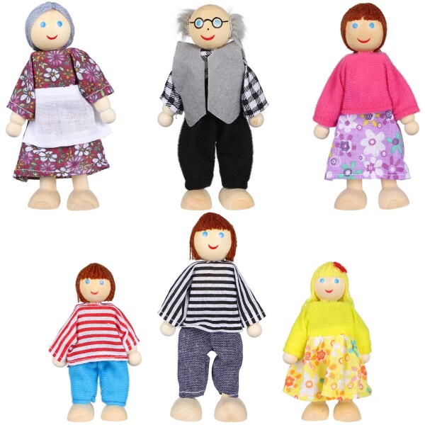 ドールハウス 人形ドール ミニ家族 木目込み人形 6人家族 おもちゃ インテリア 木製 布製 かわいい 子供 フィギュア人形 ファミリー 6個