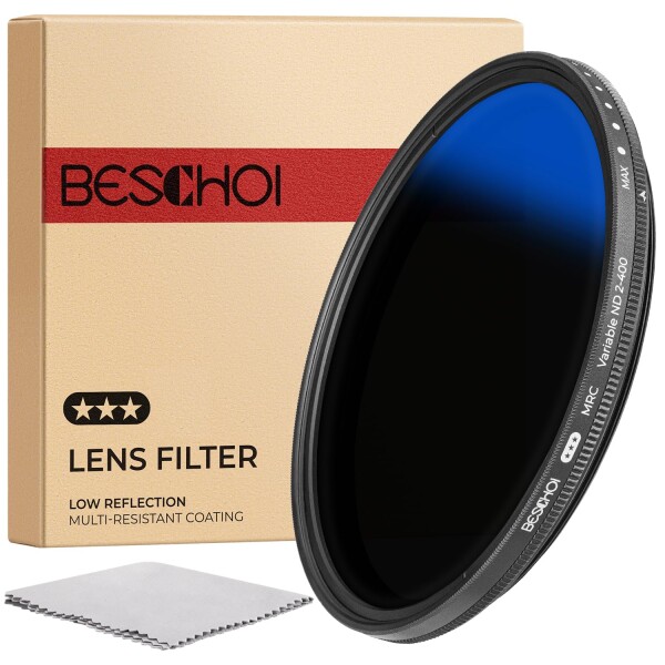 Beschoi 46mm MRC 可変NDフィルター ND2-ND400 中性濃度 調整可能 NDフィルター (0.3-2.7、1-9ストップ) 多層コーティング 光学ガラス 防