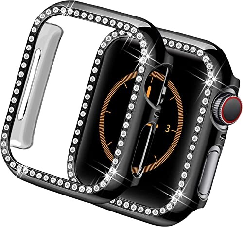ALUBES for Apple Watch 8 / 7 カバー 保護ケース PC素材 ダイヤモンド 時計周り保護 メッキ仕上げ 耐衝撃 傷防止 脱着簡単 アップルウォ