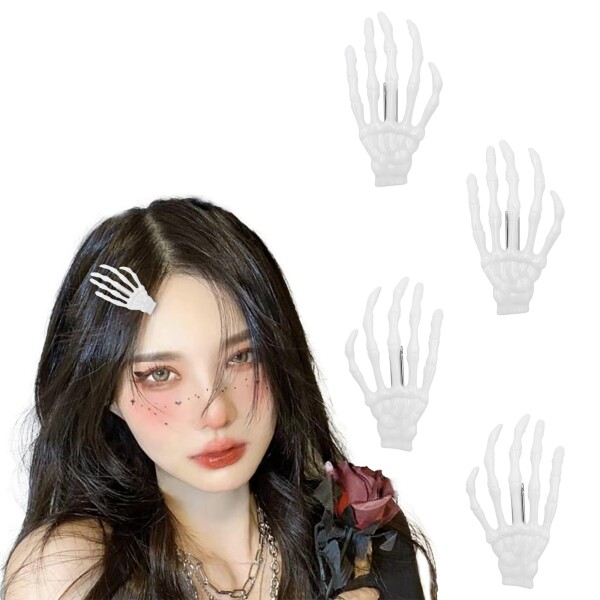 ハロウィン 髪飾り 手と骨のヘアクリップ 4点セット ヘアアクセサリーの写真の小道具 カーニバル衣装 パーティー パーティー用品 コスプ