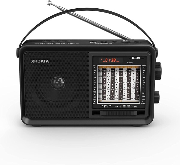 XHDATA D901 ポータブルラジオ 防災ラジオ FM AM SW ワイドFM対応 短波ラジオ 携帯ラジオ LEDライト付き USB/TFカード対応 MP3プレーヤー