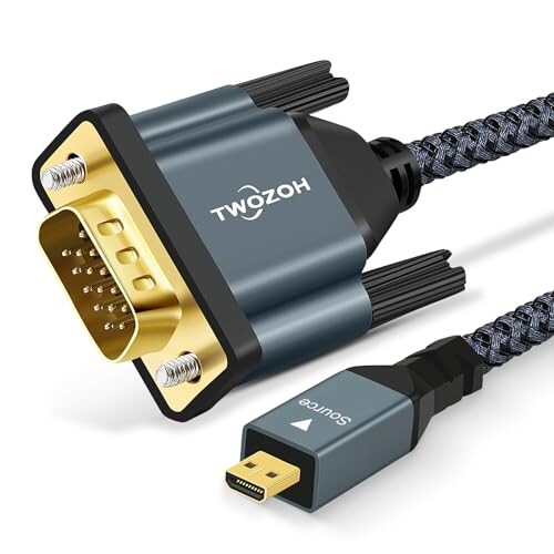Twozoh Micro HDMI - VGAケーブル 2M 金メッキ 編組 Micro HDMI VGA (オス-オス) 1080P 720p対応 ノートパソコン、プロジェクター、HDTV