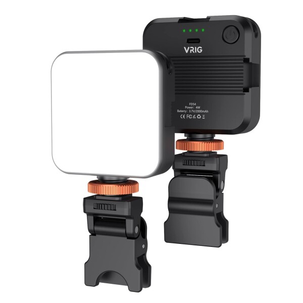 VRIG FD54 ビデオライト スマホ ライト 2000mAh 充電式 照明 撮影用ライト ランプビーズ 54個 2500K-7500K色温度 CRI95+ 3つコールドシュ