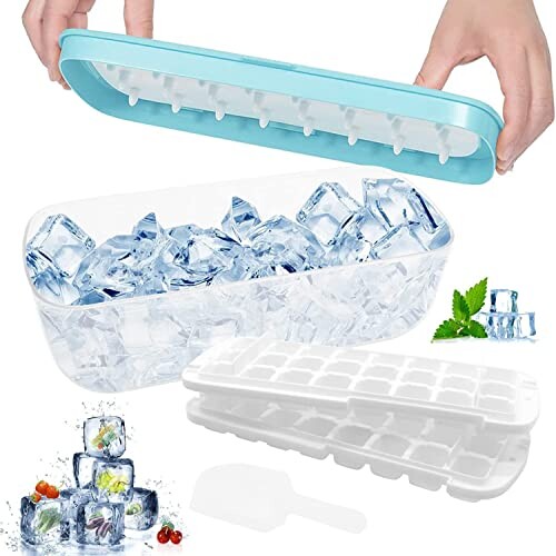 製氷皿 角氷 シリコンアイスメーカー 製氷機 密閉蓋付きのアイスグリッド 小分け 柔らかい 氷取り出しやすい 冷凍保存 耐久性 家庭用