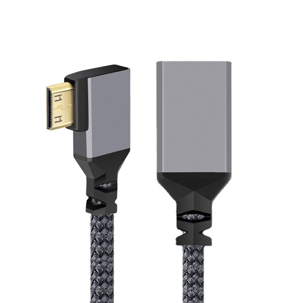 chenyang CY Mini HDMI - HDMIケーブル Mini HDMI 1.4 オス - HDMIメス 4K 延長ケーブル 90度直角