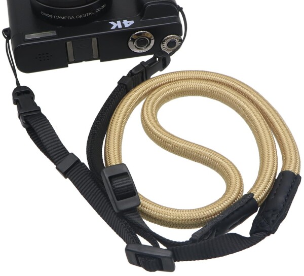 (INPON) カメラストラップ ネックストラップ 長さ調整可能 クライミングロープ製 ミラーレス一眼/コンパクトデジタルカメラ用 ベージュ