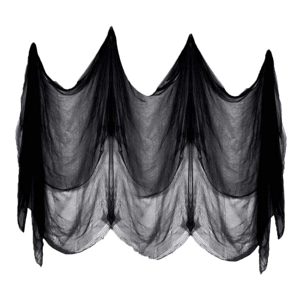 ハロウィーン飾り 黒い布 不気味 215x500cm ハロウィーン デコレーション グッズ お化け屋敷 怖いガーゼ布 玄関 壁飾り テーブルクロス