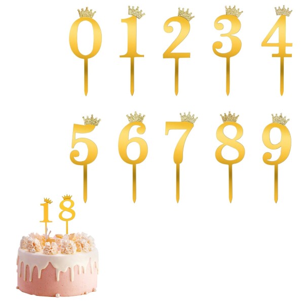 Coollooda ケーキトッパー 数字 ケーキ挿入カード (10個入り) キラキラ カップケーキ 誕生日 記念日 ケーキ飾り ピック バースデーケーキ