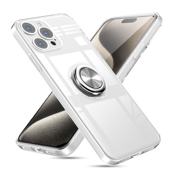 iPhone 15 Pro Max 用 ケース リング クリア アイフォン 15 Pro Max 透明 ケース リング付き スタンド機能 薄型 耐衝撃 ストラップホール