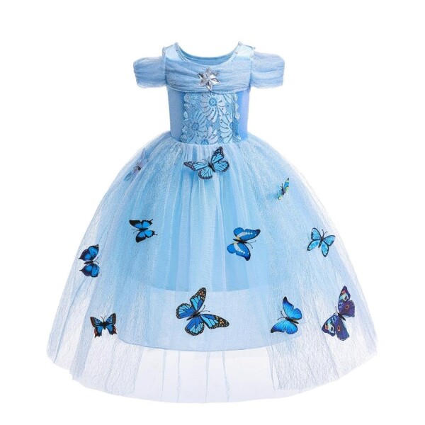 (Dressy Daisy) 女の子 プリンセス ドレスアップ コスチューム ハロウィン クリスマス 蝶々の飾 子供用ドレス 4〜5歳 ブルー