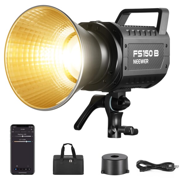 NEEWER FS150Bスタジオライト LEDビデオライト 2.4G/APP コントロール 130W 二色 COB 静音撮影 連続出力照明 定常光ライト 4種類の正確な