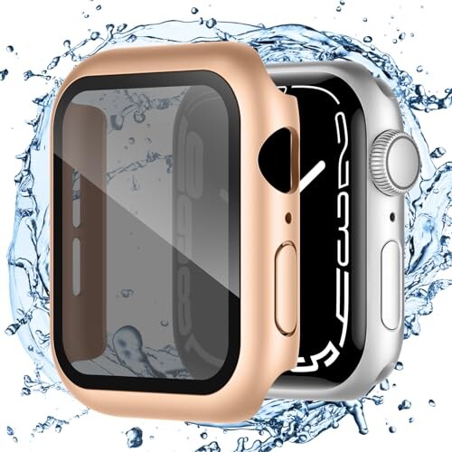 Adepoy 対応 Apple Watch カバー 45mm Series 9/8/SE/7/6/5/4 アップルウォッチ ケース 防水 覗き見防止 保護 ガラスフィルム PC素材 一