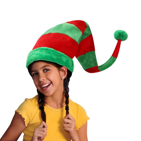 (QCHOMEE) クリスマス帽子 サンタ帽子 ピエロ帽子 三角帽子 コスプレ小物 ふわふわ 円錐形 縞模様 仮装 衣装 変装 装飾帽子 道化師 パー