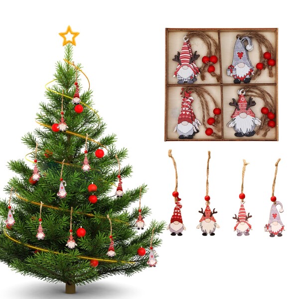 クリスマス オーナメント 木製 12個セット サンタクロース クリスマスツリー オーナメント 人形 北欧の妖精 足長トムテ クリスマス 飾り