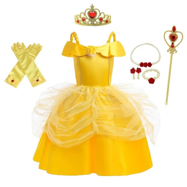 (Dressy Daisy) 幼児 女の子 ベル コスプレ プリンセス コスチューム 子供 スカート 美女と野獣 ドレス ハロウィン 仮装 黄色い アクセサ