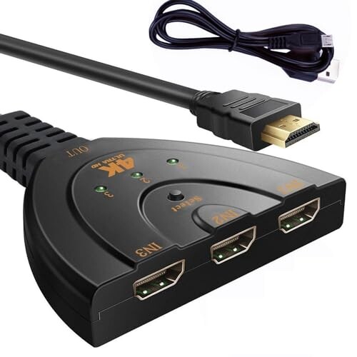 HDMI 切替器 3入力1出力 分配器 HDMI av セレクター hdmi 増やす 方法 hdmi端子 増設 HDMIポート不足解消 4K/1080p/3D映像 オーディオ同