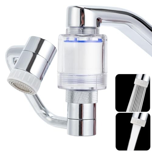 FTINFX 浄水器 蛇口直結型 1080度回転 蛇口 先端 シャワー 泡沫器 2モード切替 (カートリッジ8個付き)