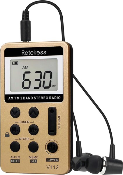 Retekess V112 ポケットラジオ 充電式 小型 ポータブルラジオ LCD ロックスイッチ イヤホン付属 スリープタイマー アウトドア キャンプ