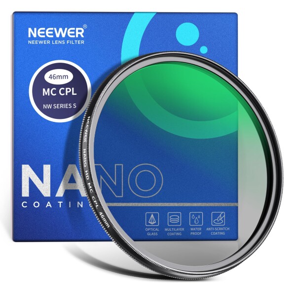NEEWER 46mm 偏光フィルター 24層多層耐性ナノコーティング MC CPL 円偏光フィルター HD光学ガラス 超薄型レンズフィルター 反射除去/コ