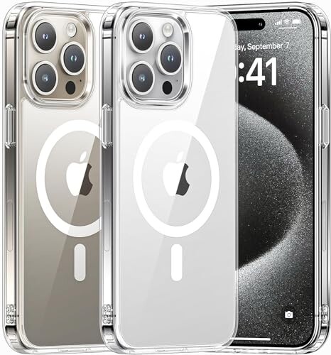 iPhone 15 Pro Max ケース Meifigno 耐衝撃 磁力強い QIワイヤレス充電 ストラップホール付き 黄ばまない 薄型 PC+TPU バンパー カバー 6
