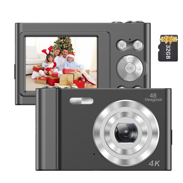 デジカメ 4K デジタル カメラ ビデオ カメラ 48MP トイカメラ キッズカメラ 2.4 インチ IPS スクリーン オート フォーカス 16X デジタル