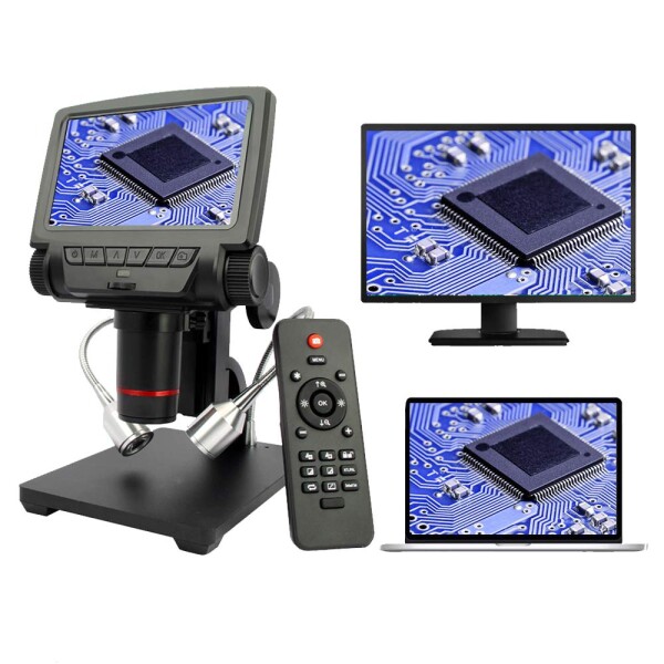 LINKMICRO デジタル顕微鏡 5インチ LCD 1080Pスクリーン260倍率 はんだ付け 部品検査 宝石鑑賞 写真 録画可能 画像逆転 金属スタンド 300