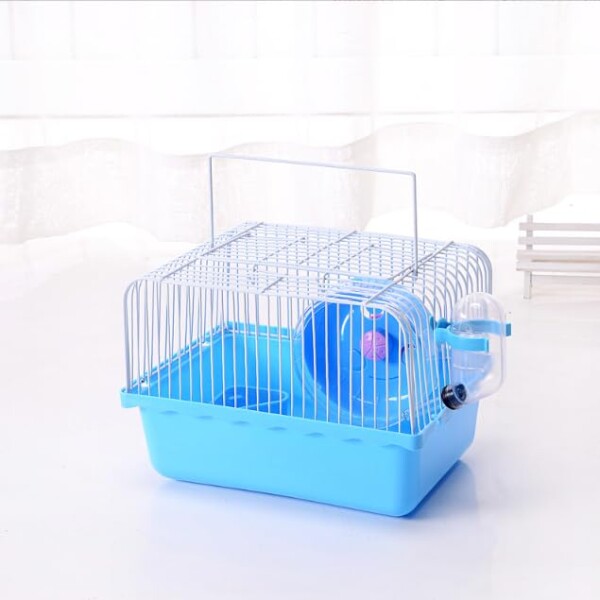 Asdays お出かけキャリー ハムスター 小動物 モルモット ペット ポータブルケージ 給水器付き 掃除簡単 (ブルー)